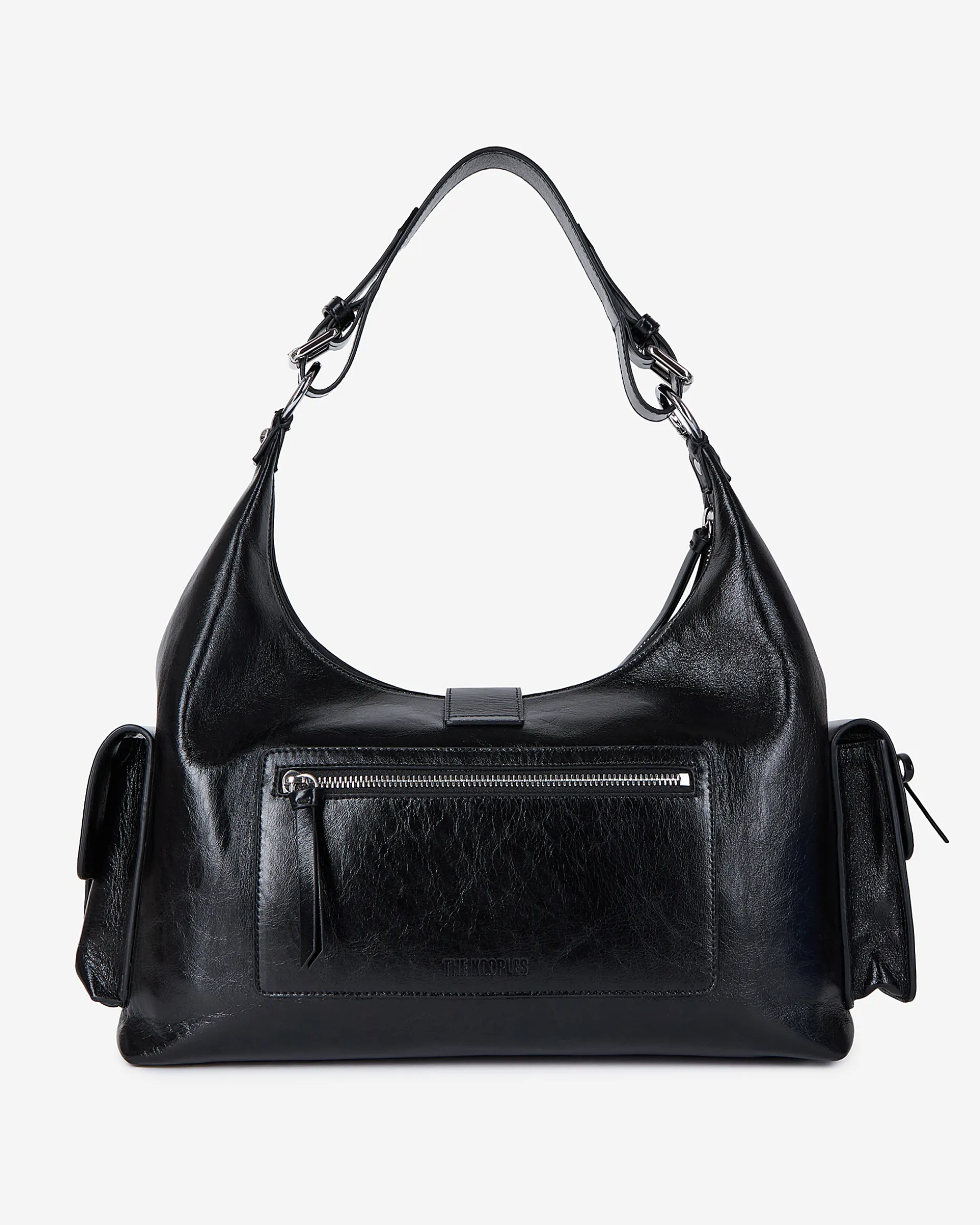 Sac Amelia XL en cuir craquelé noir
