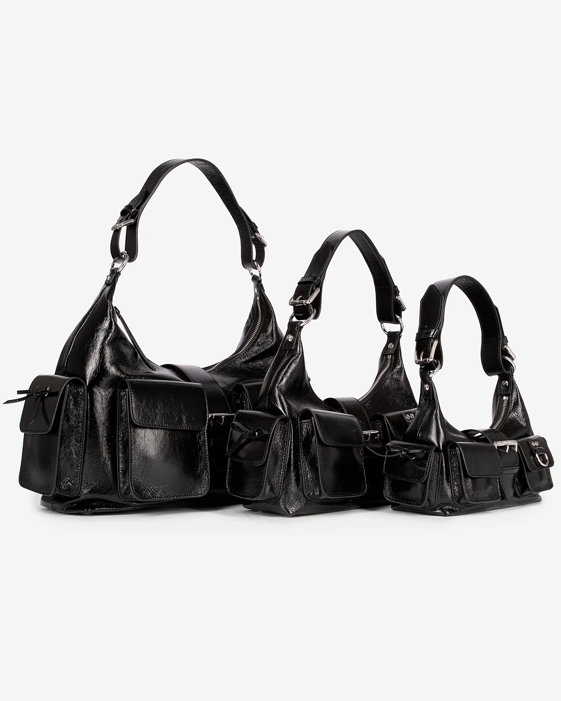 Sac Amelia XL en cuir craquelé noir