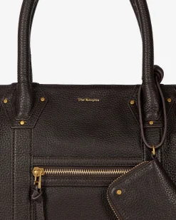 Sac cabas froncé en cuir grainé marron