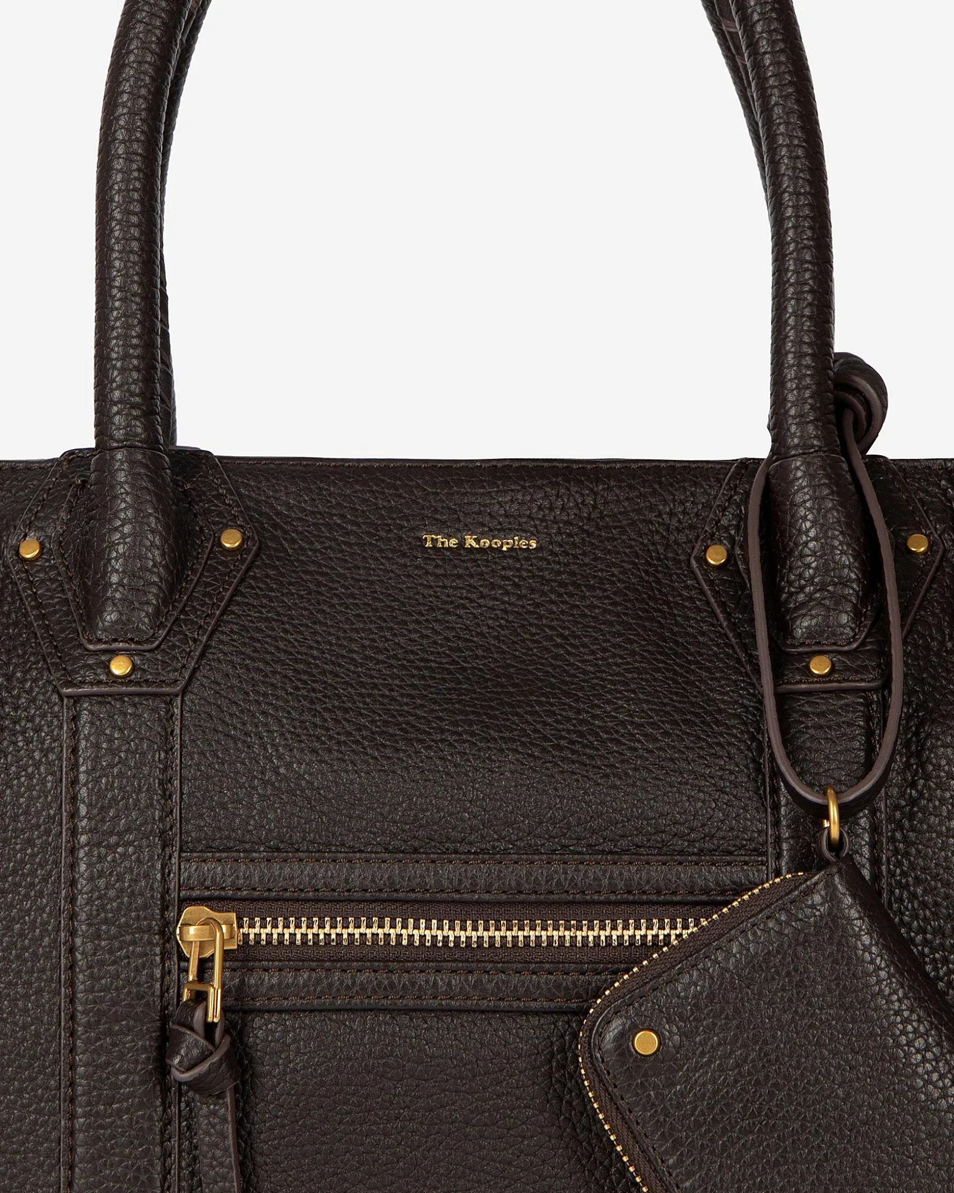 Sac cabas froncé en cuir grainé marron