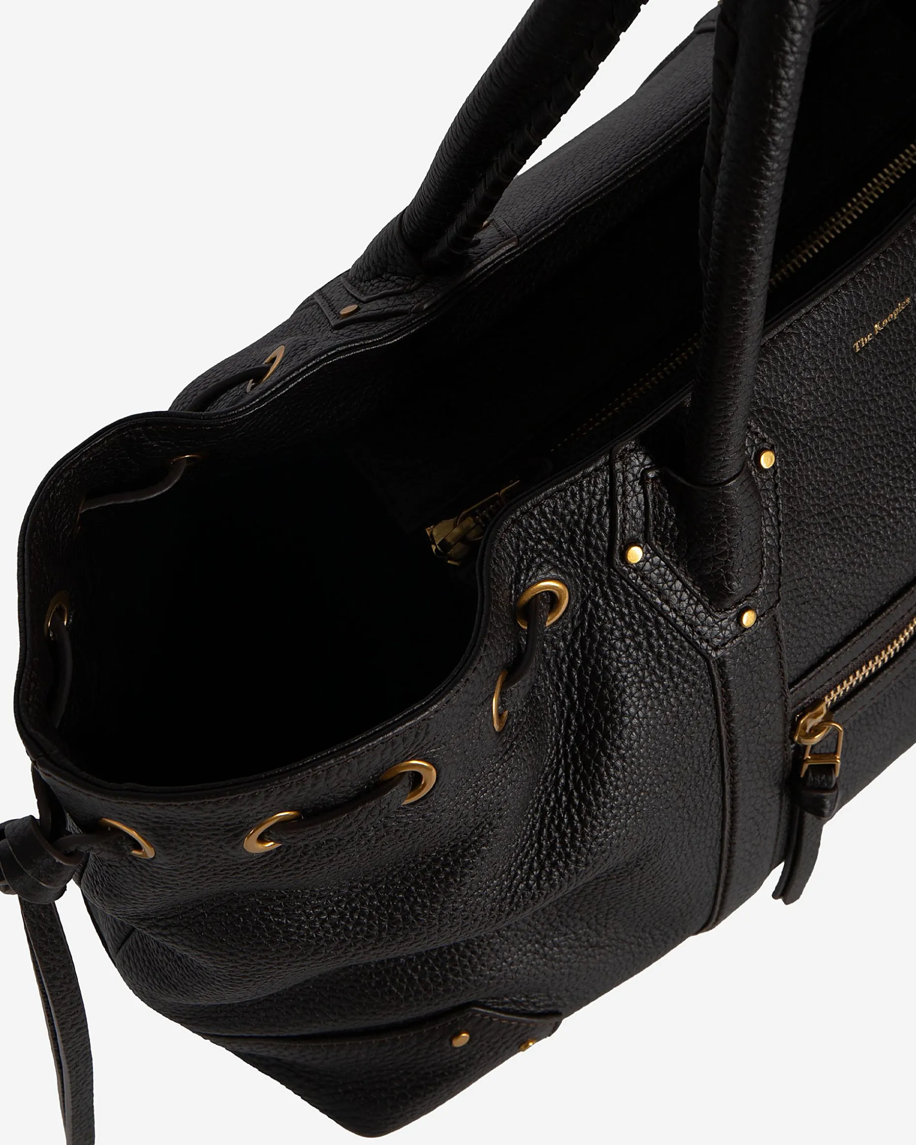 Sac cabas froncé en cuir grainé marron