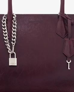 Sac cabas Ming L en cuir craquelé bordeaux