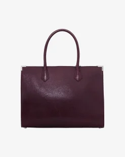 Sac cabas Ming L en cuir craquelé bordeaux