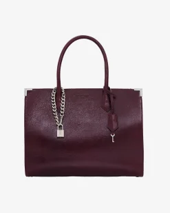 Sac cabas Ming L en cuir craquelé bordeaux