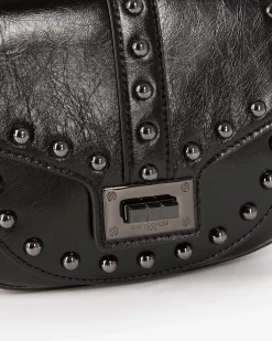 Sac Emily arrondi à studs noir