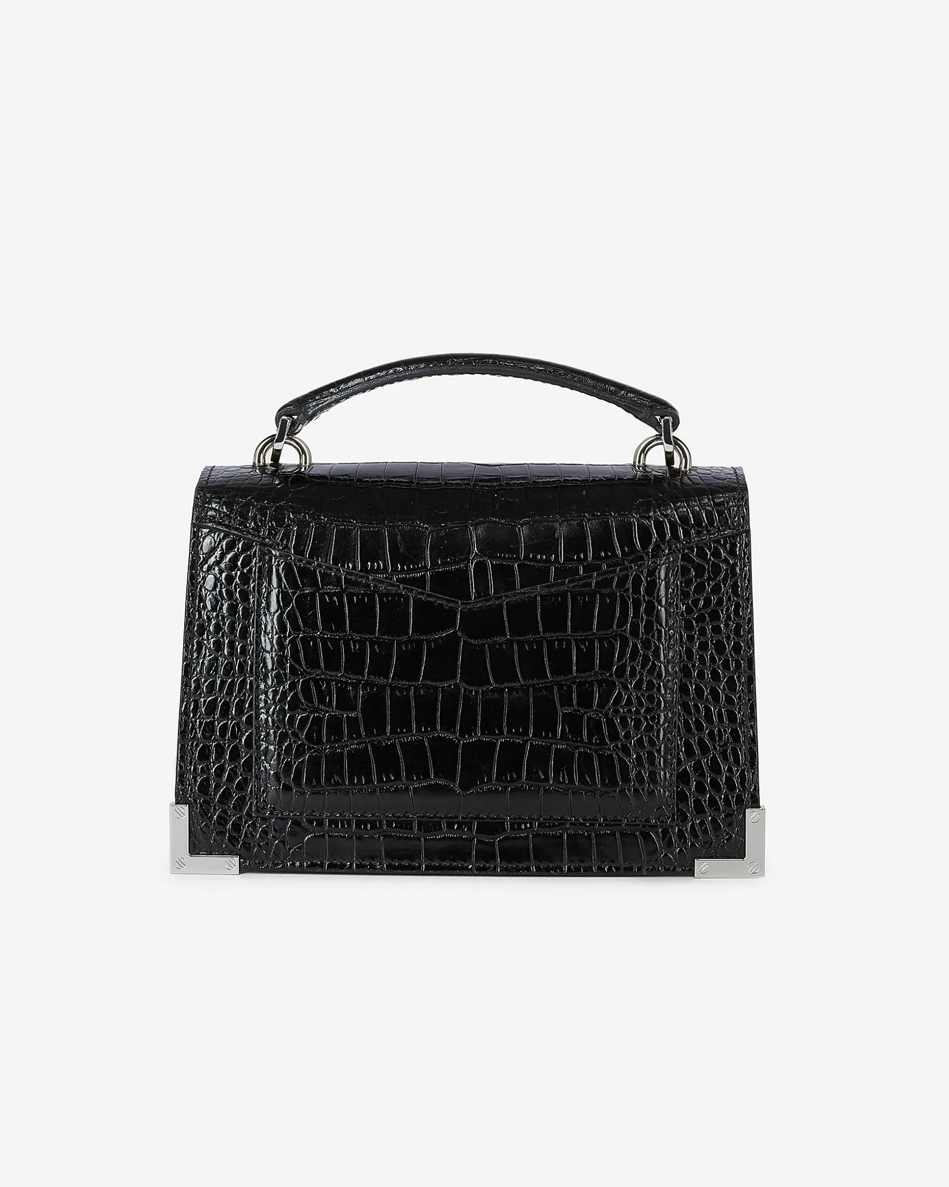 Sac Emily small effet crocodile en cuir noir