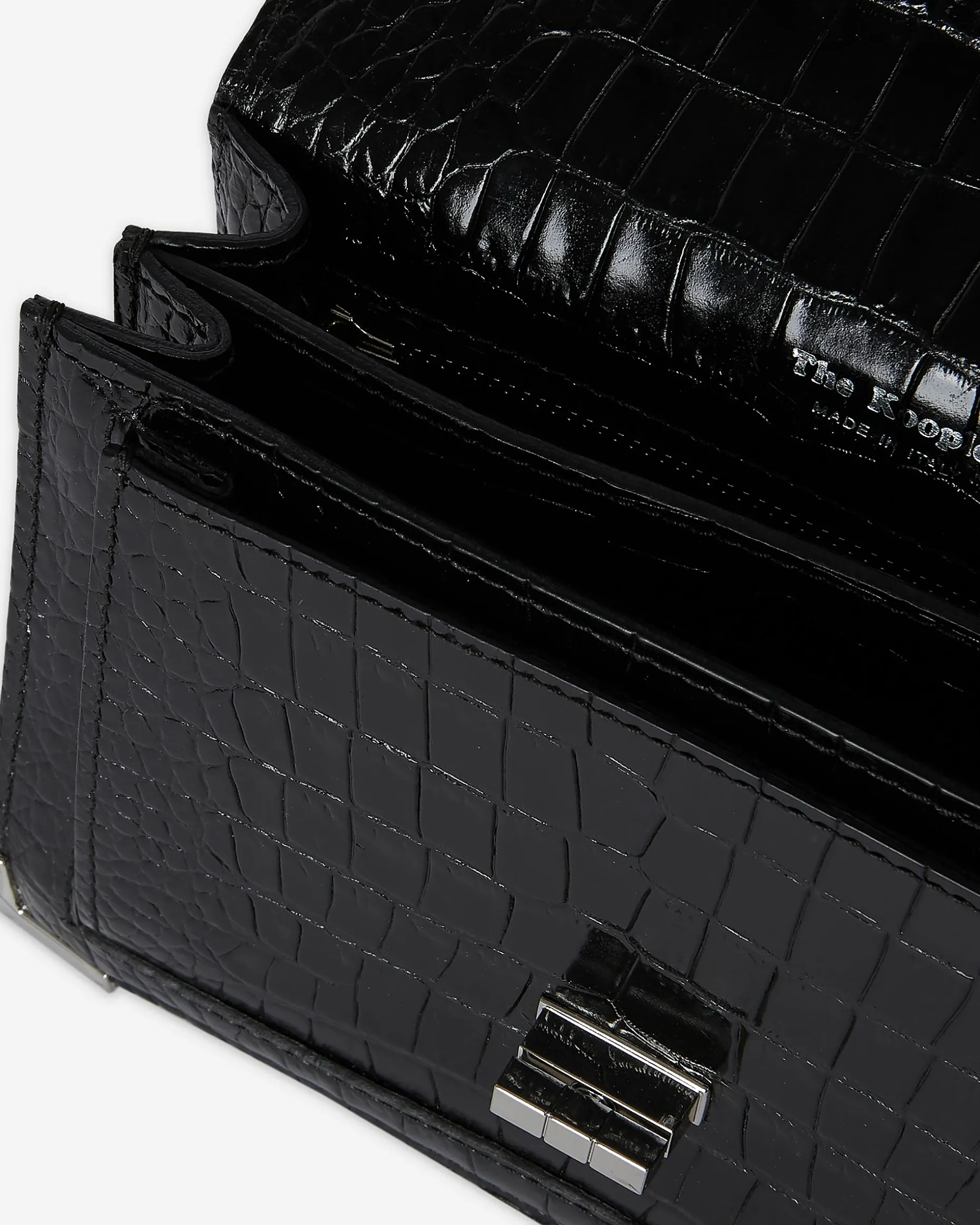 Sac Emily small effet crocodile en cuir noir