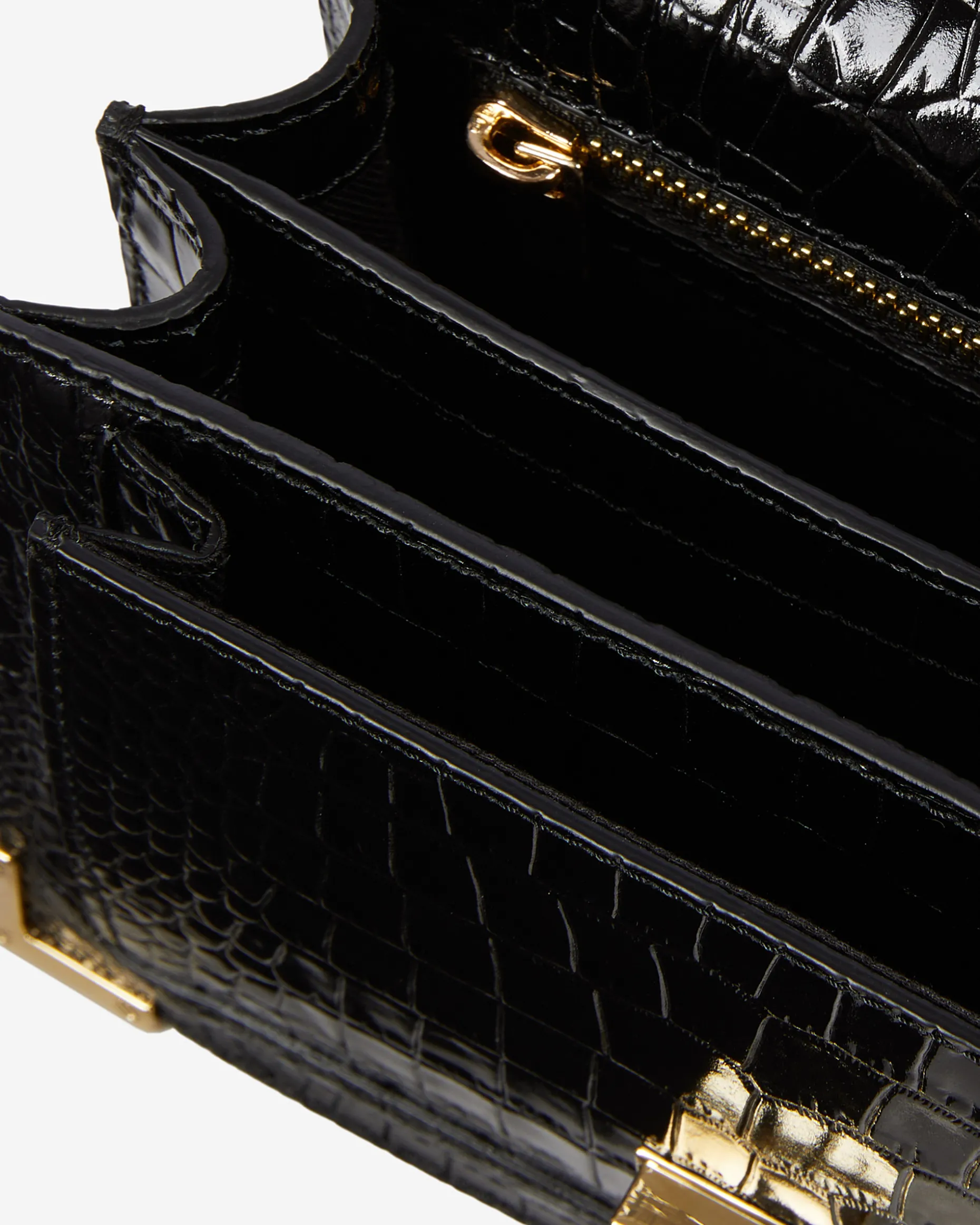 Sac Emily small effet crocodile en cuir noir