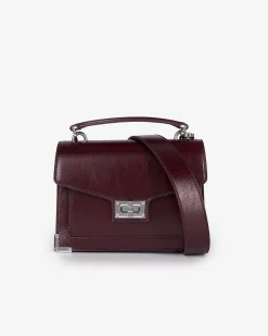 Sac Emily small en cuir craquelé bordeaux