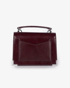 Sac Emily small en cuir craquelé bordeaux