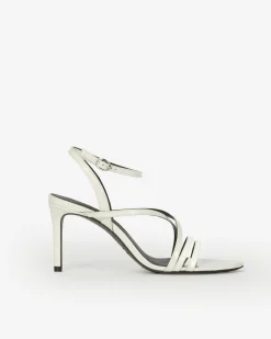 Sandales à talons en cuir vernis blanches