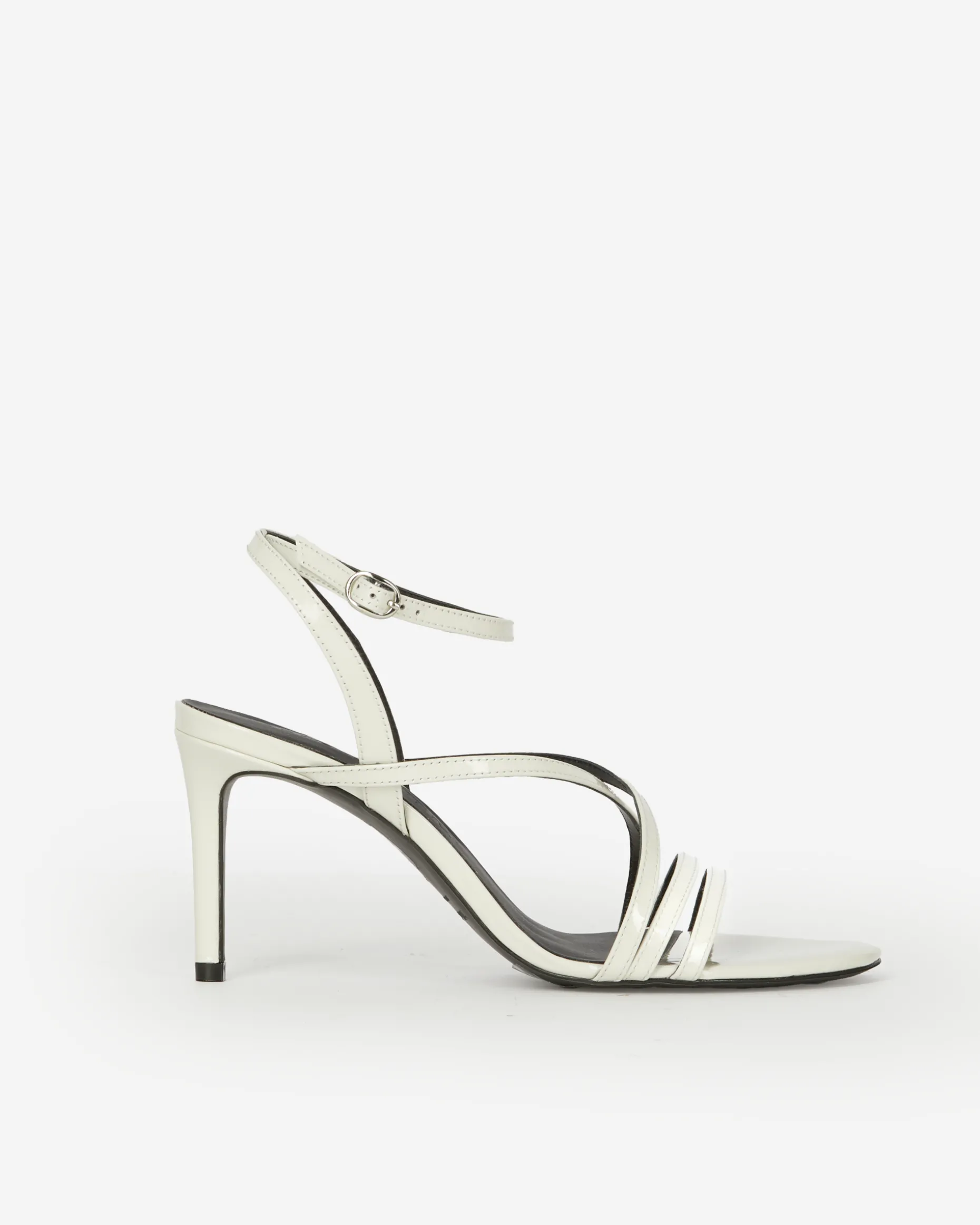Sandales à talons en cuir vernis blanches