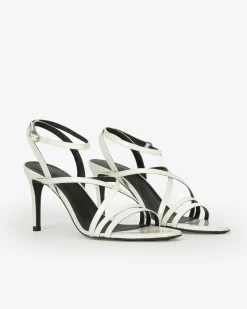 Sandales à talons en cuir vernis blanches
