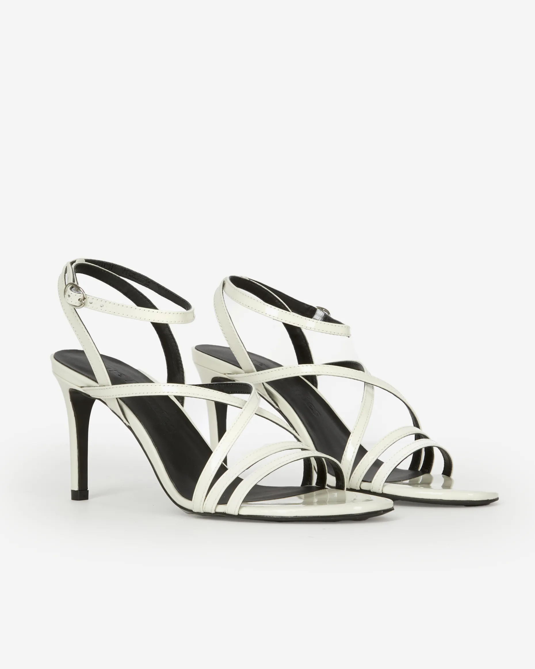 Sandales à talons en cuir vernis blanches