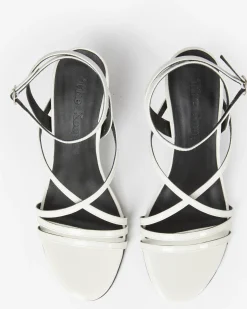 Sandales à talons en cuir vernis blanches