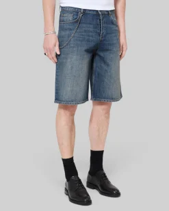 Short en denim avec chaîne bleu
