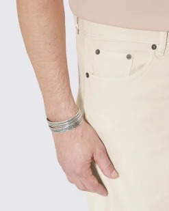 Short en denim à chevron écru