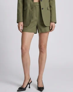 Short en lin kaki
