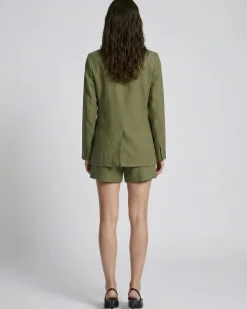 Short en lin kaki
