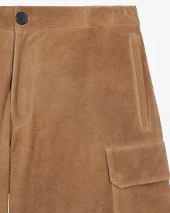 Short en suède camel