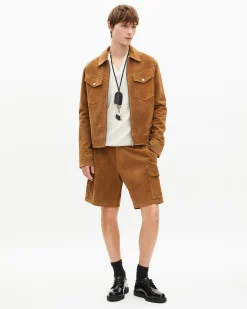 Short en suède camel