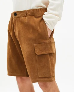 Short en suède camel