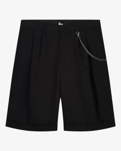 Short à pinces avec chaîne noir