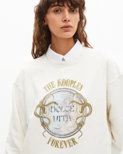 Sweatshirt avec sérigraphie beige