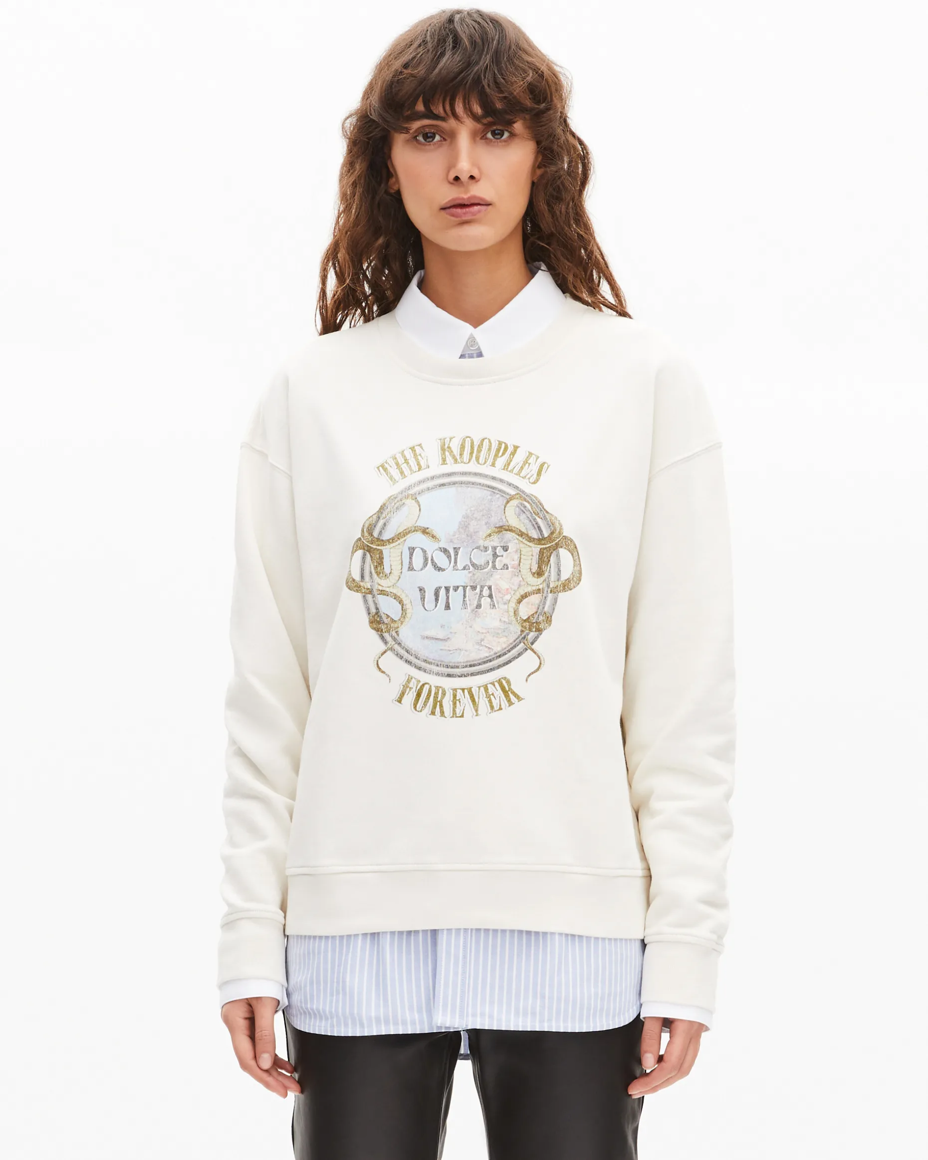 Sweatshirt avec sérigraphie beige