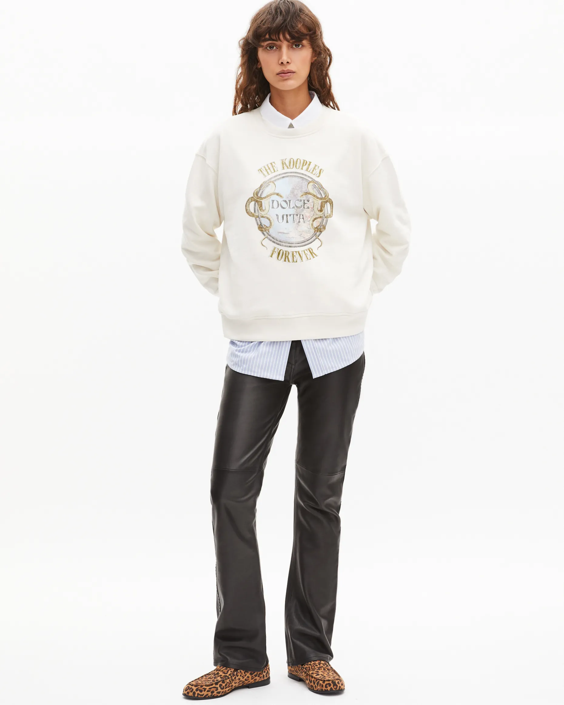 Sweatshirt avec sérigraphie beige