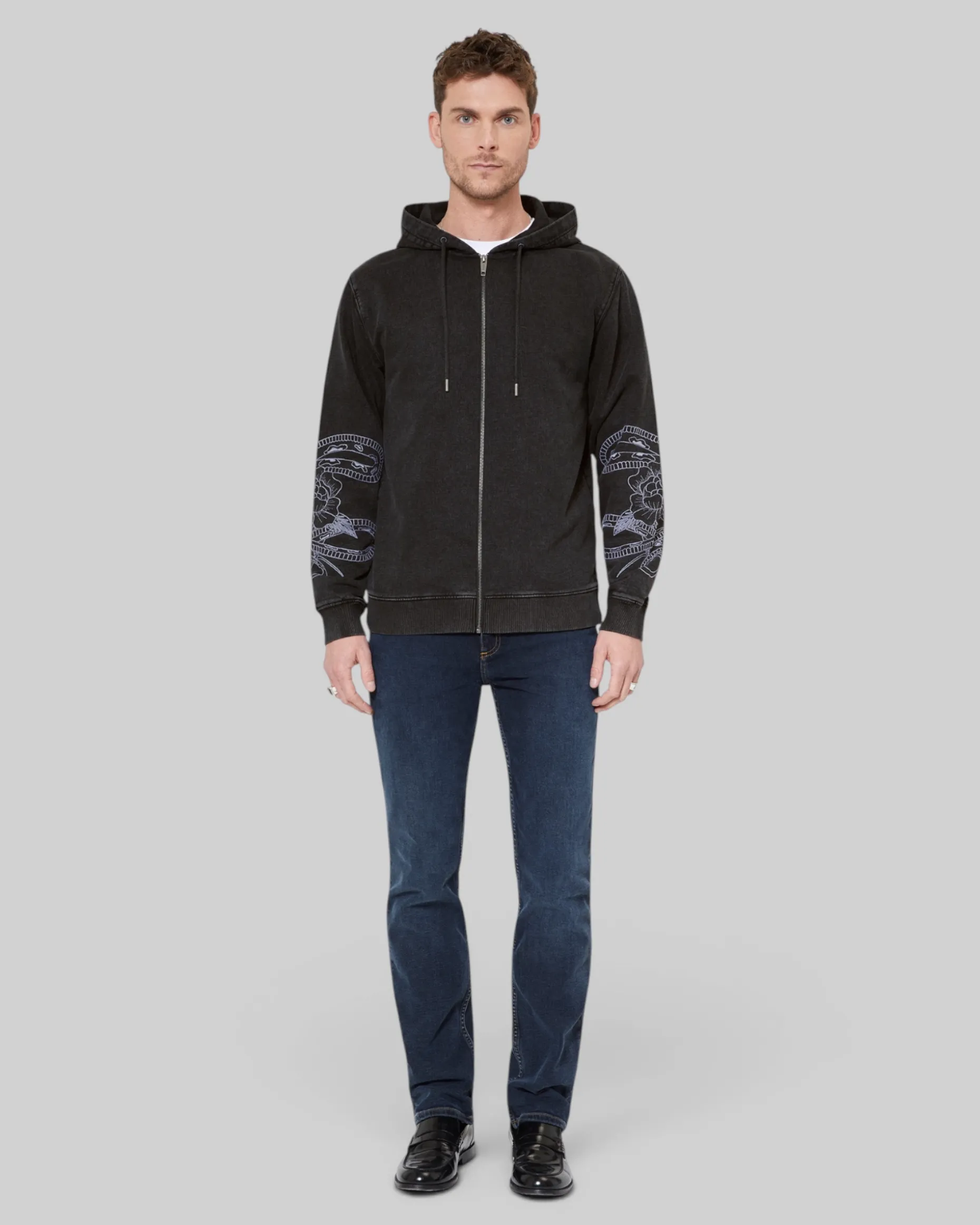 Sweatshirt à capuche avec broderies noir