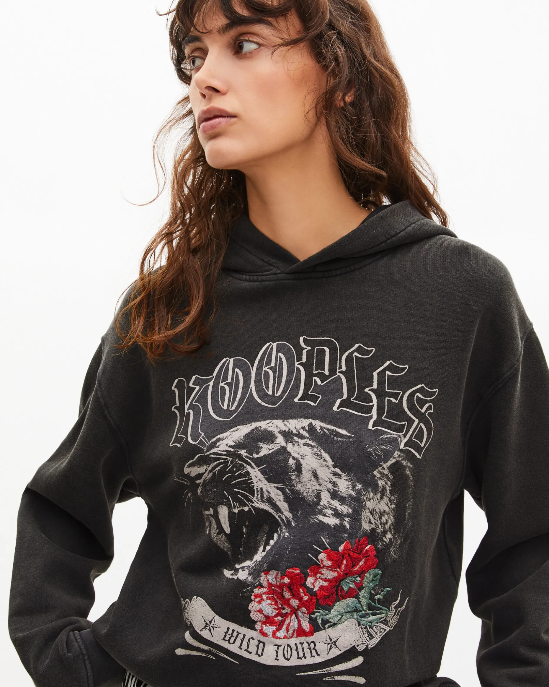 Sweatshirt à capuche avec sérigraphie noir