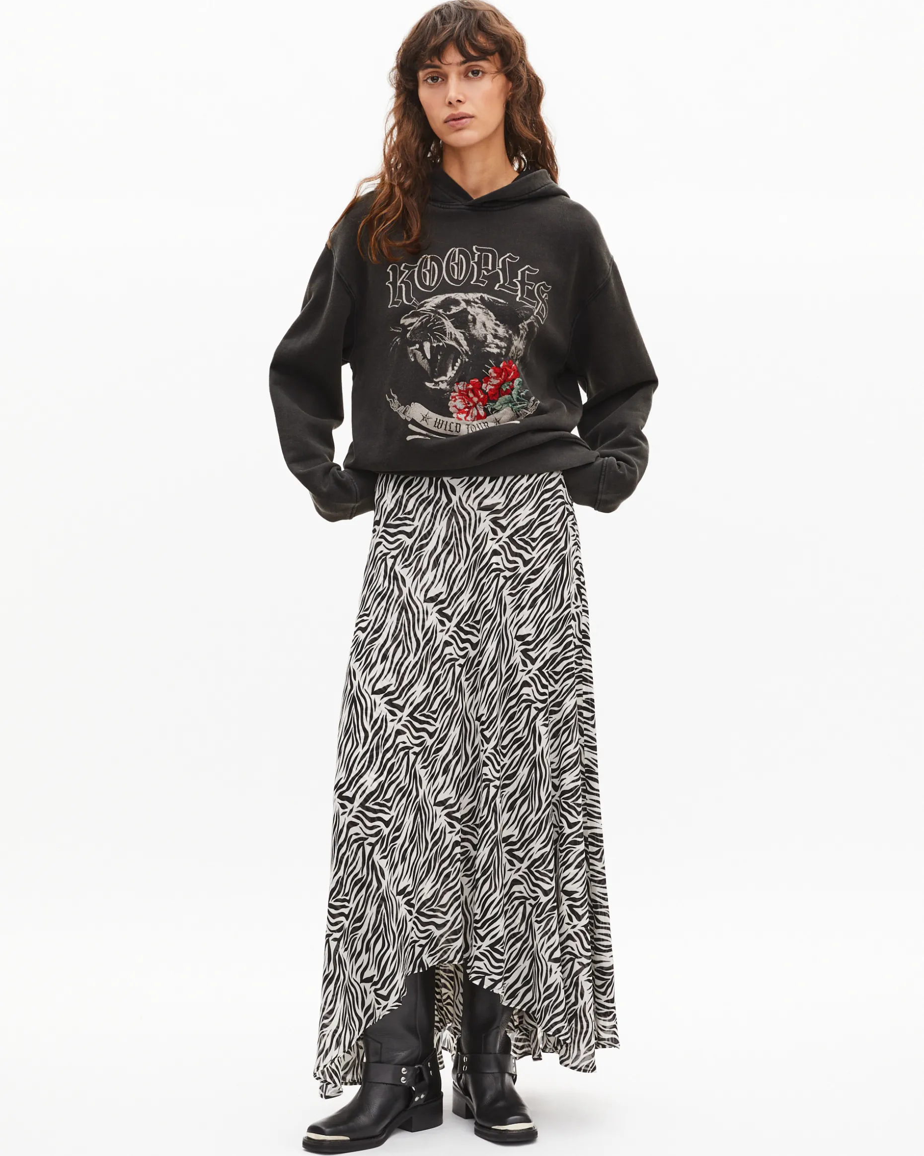 Sweatshirt à capuche avec sérigraphie noir