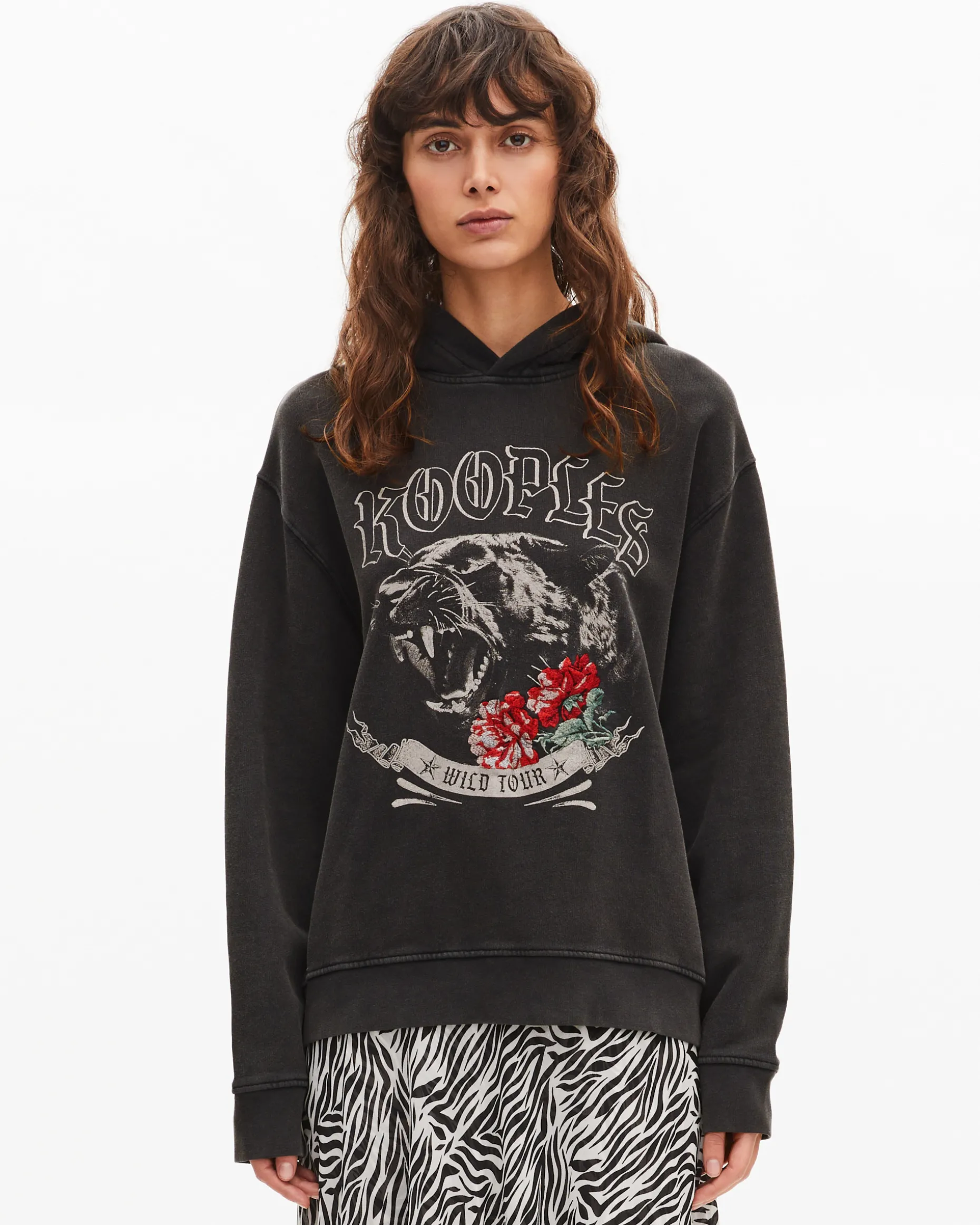 Sweatshirt à capuche avec sérigraphie noir