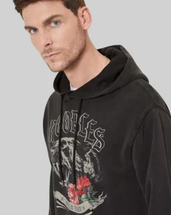 Sweatshirt à capuche avec sérigraphie Panthère noir