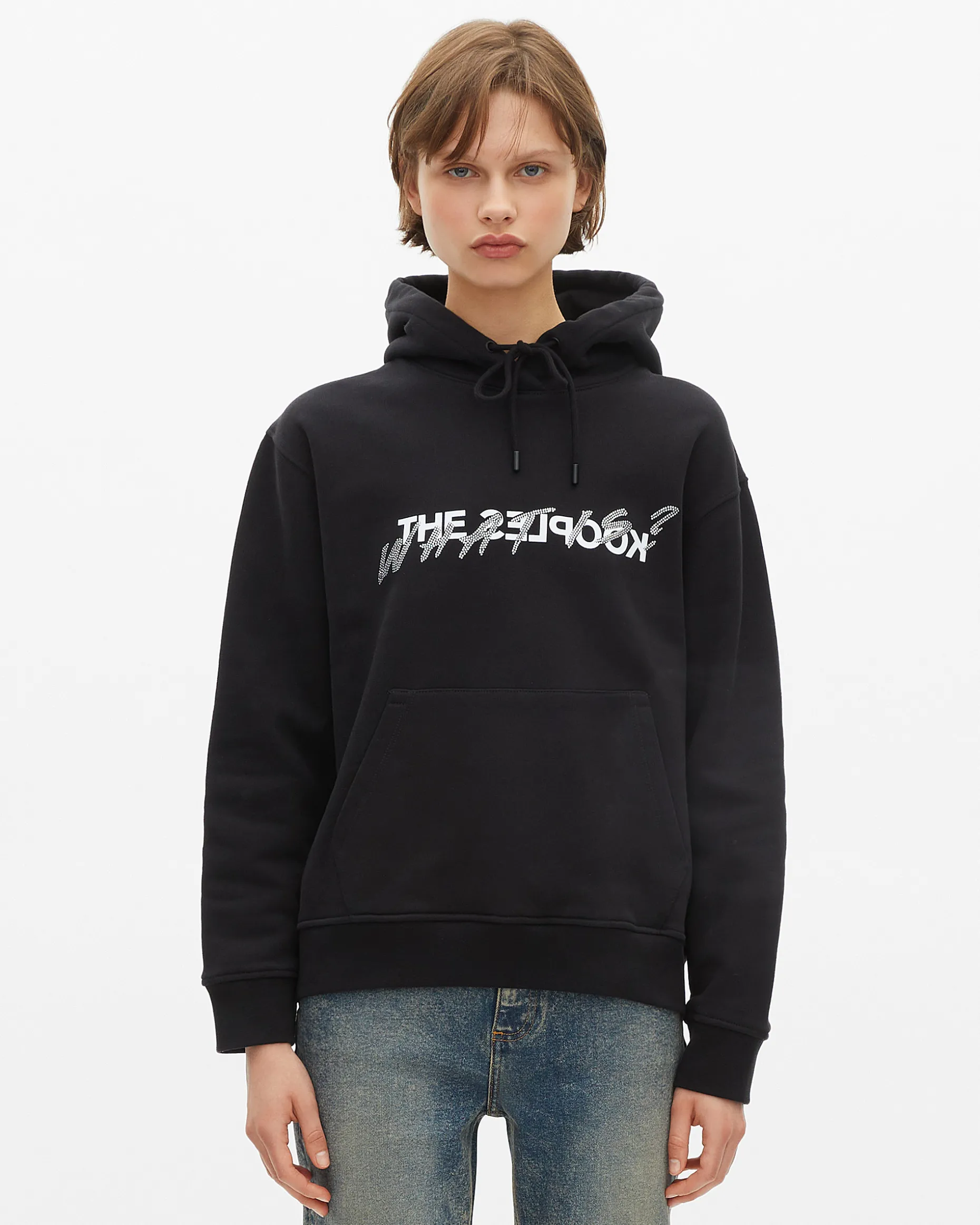 Sweatshirt à capuche What Is avec strass noir