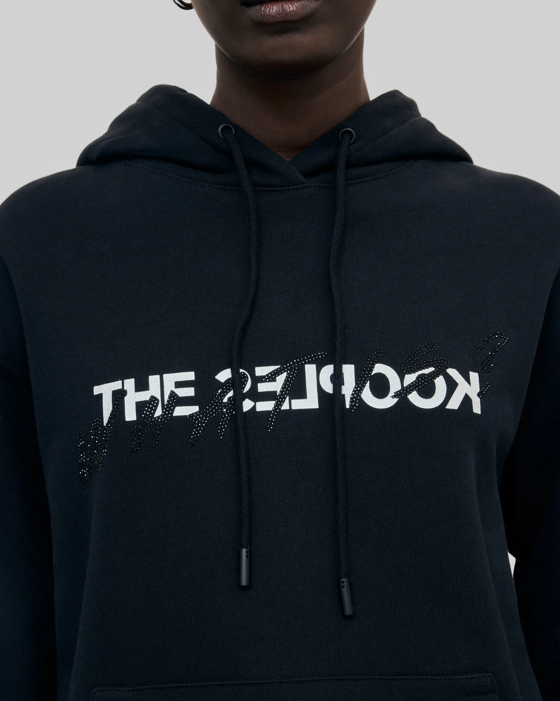 Sweatshirt à capuche What Is avec strass noir