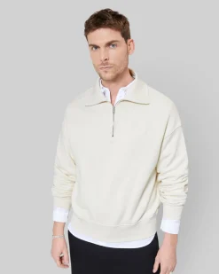 Sweatshirt col camionneur beige