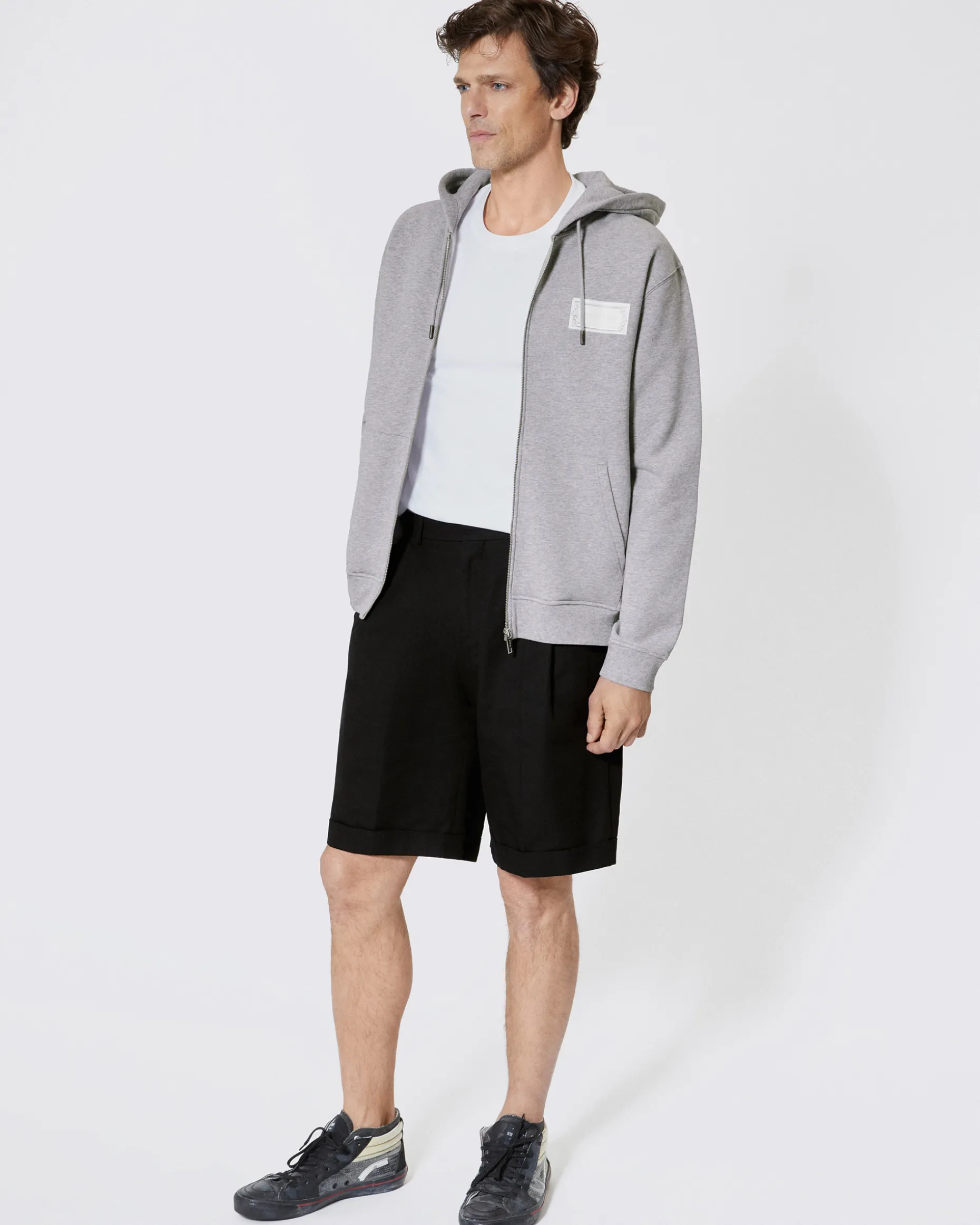 Sweatshirt zippé avec sérigraphie noir