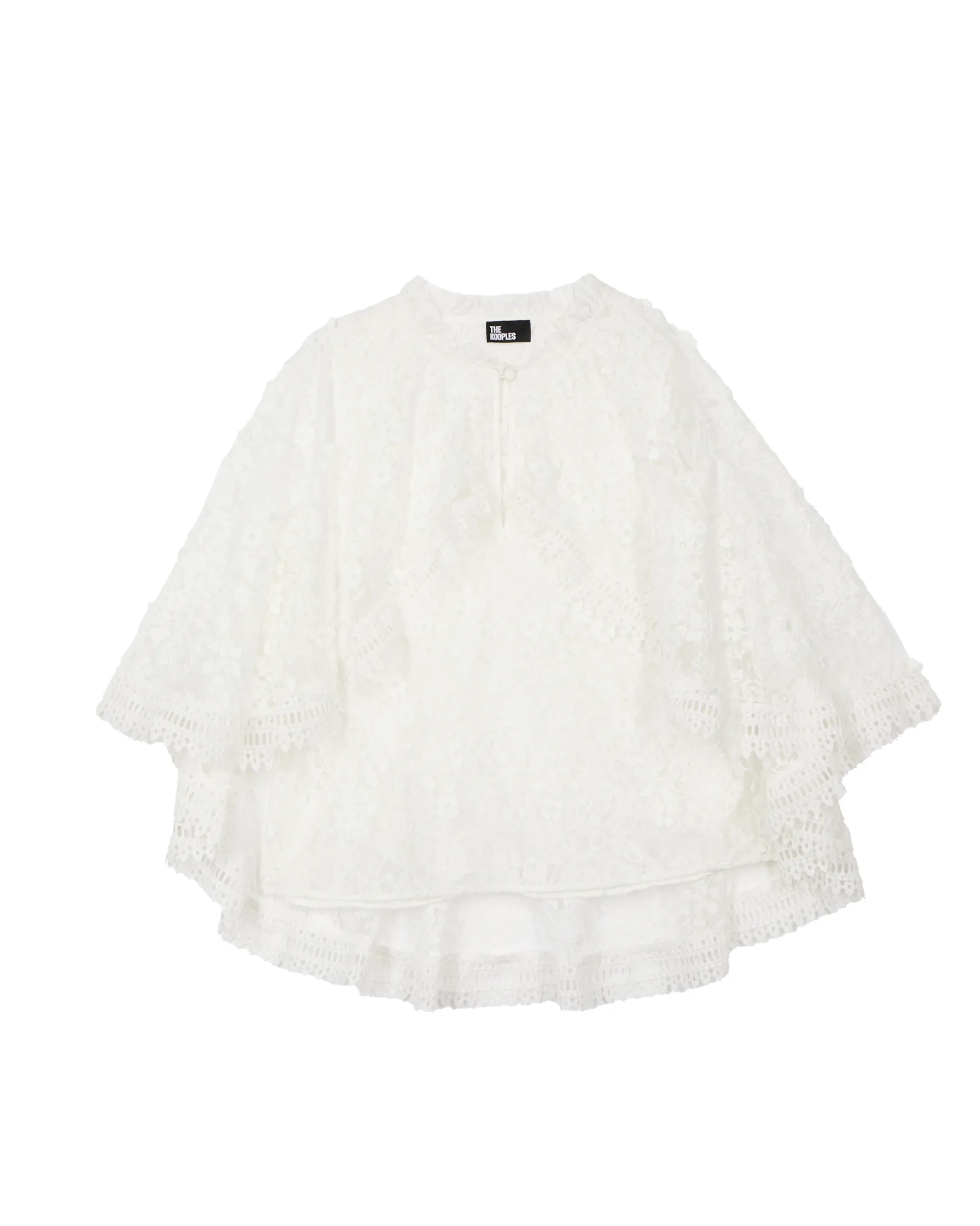 Top avec cape en dentelle écru
