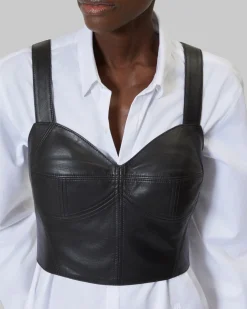 Top bustier en cuir noir