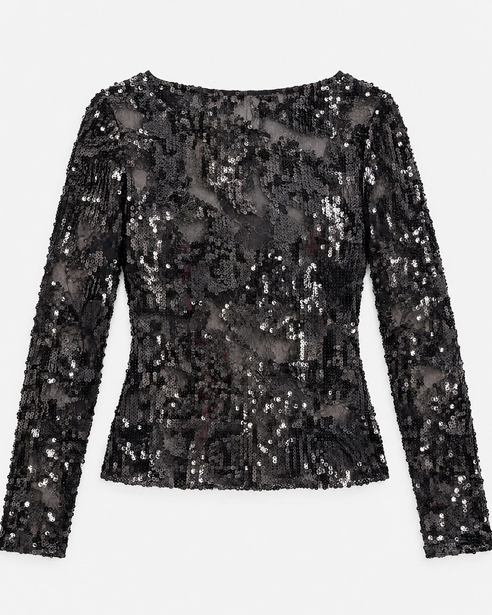 Top en dentelle et sequins noir