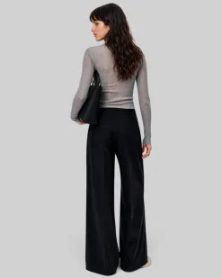 Top en laine mélangée gris anthracite