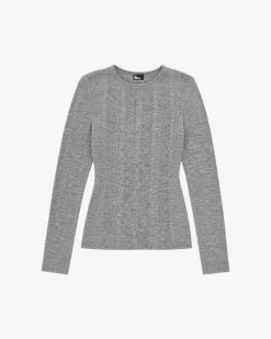 Top en laine mélangée gris anthracite