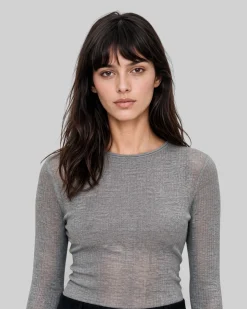 Top en laine mélangée gris anthracite