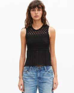 Top en maille ajourée noir