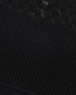 Top en maille ajourée noir