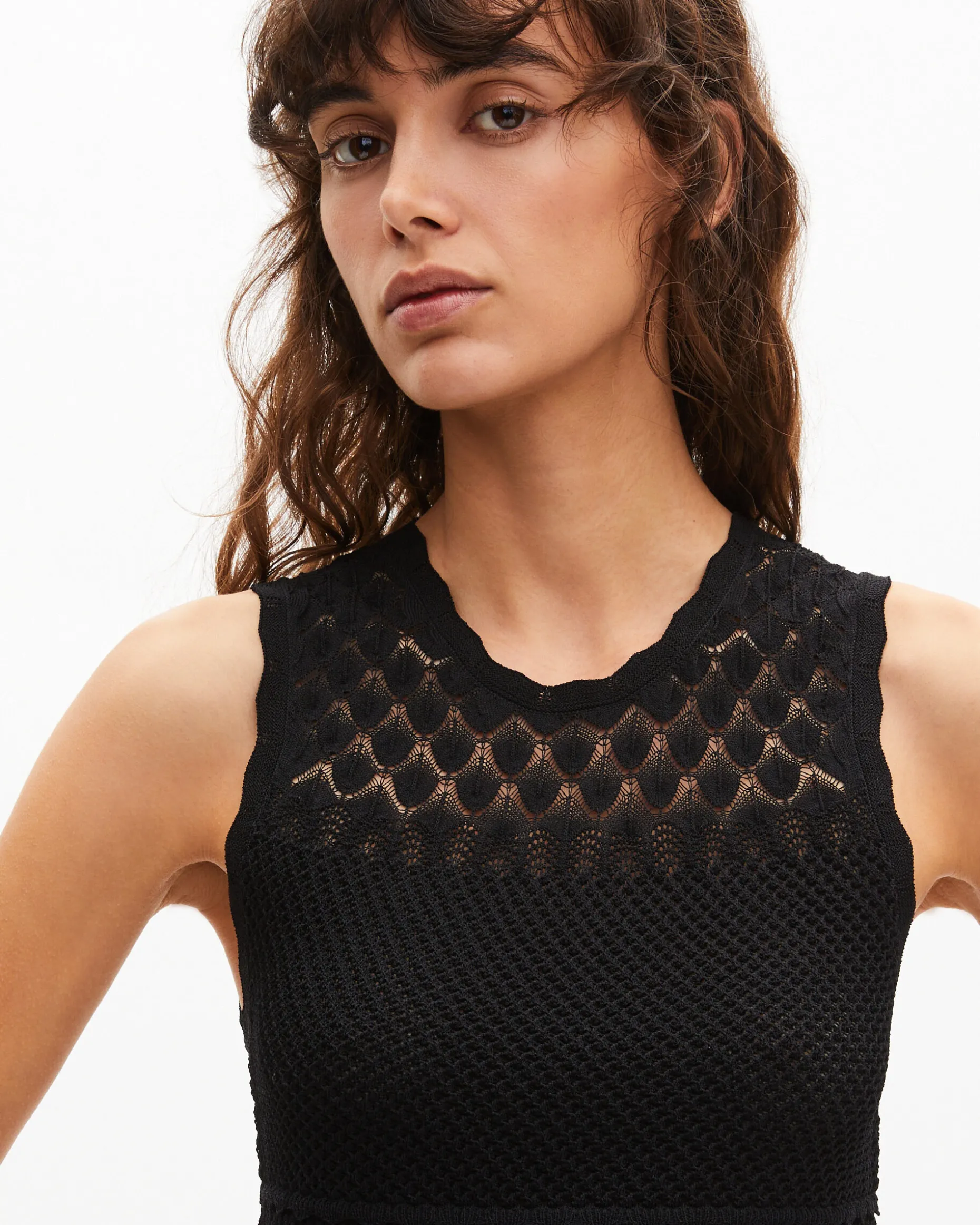 Top en maille ajourée noir