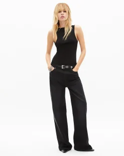 Top en maille avec chaînes noir