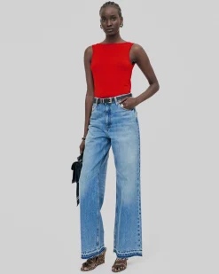 Top en maille avec chaînes rouge